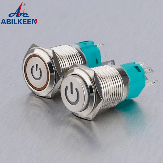 Leistungssteuerungsschalter, 5-polig, kurzzeitig, Ring-LED, ein/aus, verkabelt, individuell anpassbarer 22-mm-12-Volt-Druckknopf